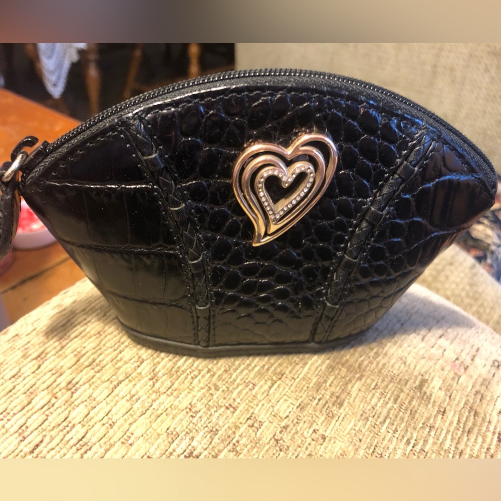 vintage Brighton black croc-embossed leather coin pouch Purse